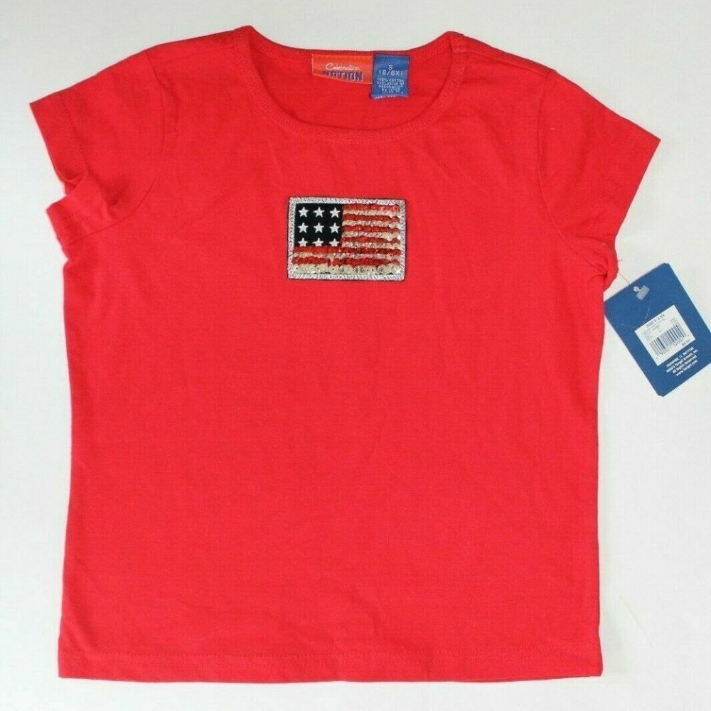 Girl's Celebration Nation American Flag Short Sleeve Tee - American Flag